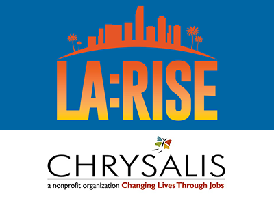 LA:RISE and Chrysalis logos