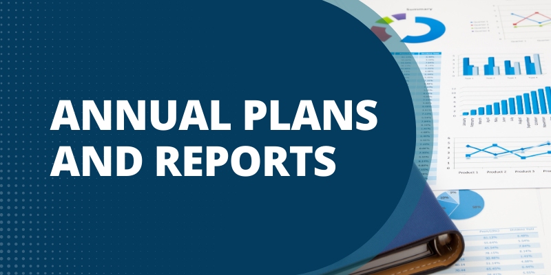 EWDD Annual Plans and Reports; pictured photo of generic reports and graphs in blue tones