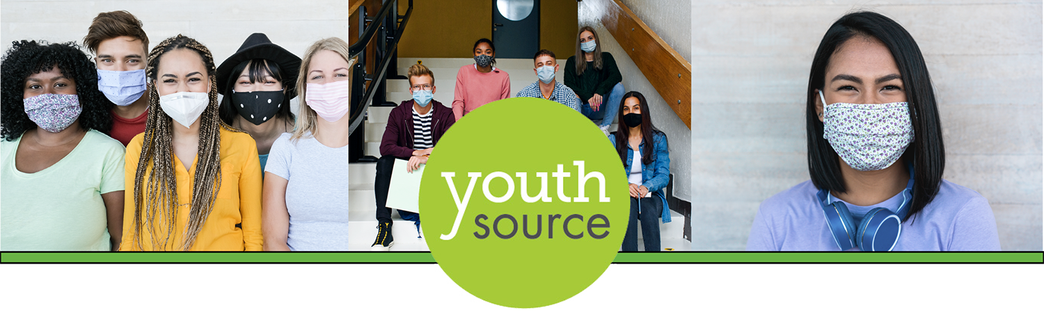 three images of L.A. young adults, ages 16 to 24, with the YouthSource logo